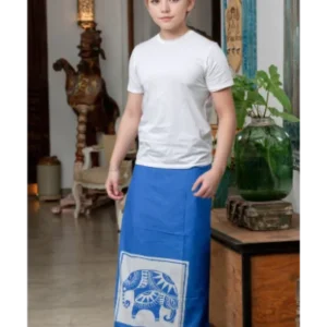 Blue printed sarong - elephant2